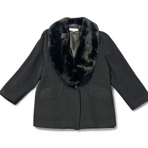 VTG Cache d'Or (Mansfield) Cashmere/Wool Coat Removable Faux Collar Glam L 12